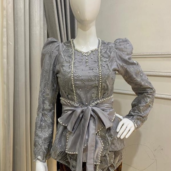 Murah Kebaya Puff + Obi Belt Motif Bunga S-Xxl