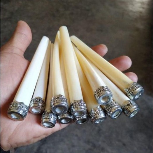 "New" Once / Cangklong / Pipa Kayu Tulang Alpaka Ukir Jawa