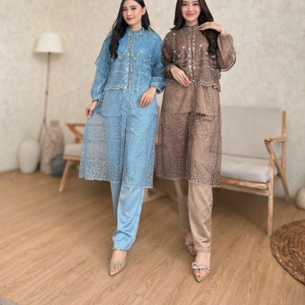 Set Kebaya Celana Modern Payet Mutiara untuk Pesta Wisuda dan Acara Spesial