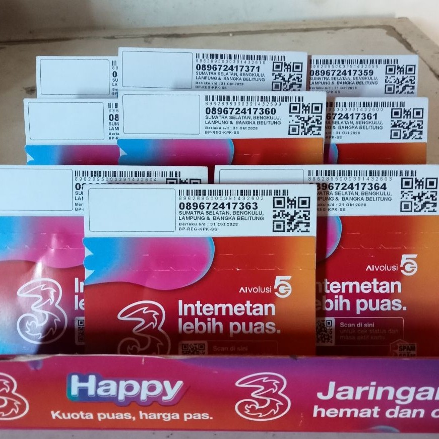 Perdana TRI kosong- Paket Data 3GB, Bonus Kuota, Kompatibel 4G/5G
