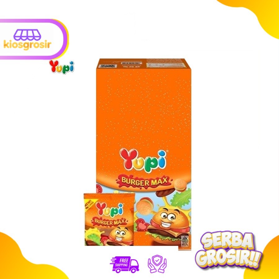 KIOSGROSIR Yupi Permen Jelly Candy Gummy BURGER MAX Xtra Besar 12 pcs BOX