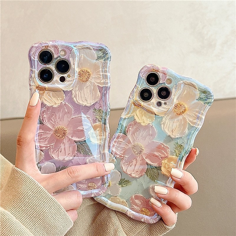 Casing Ponsel Bunga Putar Cahaya Biru Cocok untuk iPhone 17promax 16pro Cahaya Biru 15 14 13 26.5.9