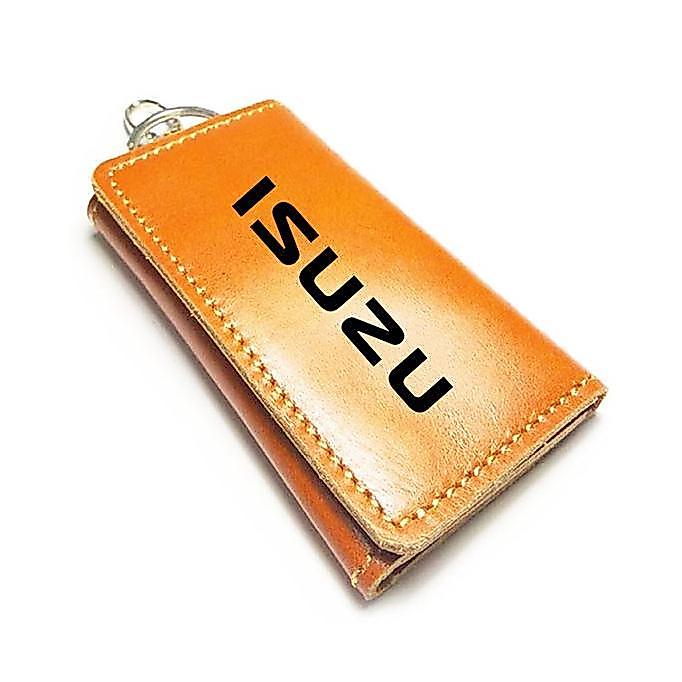 Dompet Stnk Kulit Asli Logo Isuzu Warna Coklat Tan GARANSI 1 TAHUN - Gantungan Kunci Mobil