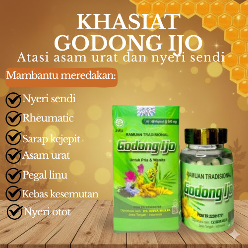 ( ORIGINAL ASLI PIL ) Godong Ijo Herbal Pegal Linu & Nyeri Otot - BPOM Original (Isi Kapsul) Obat Ko