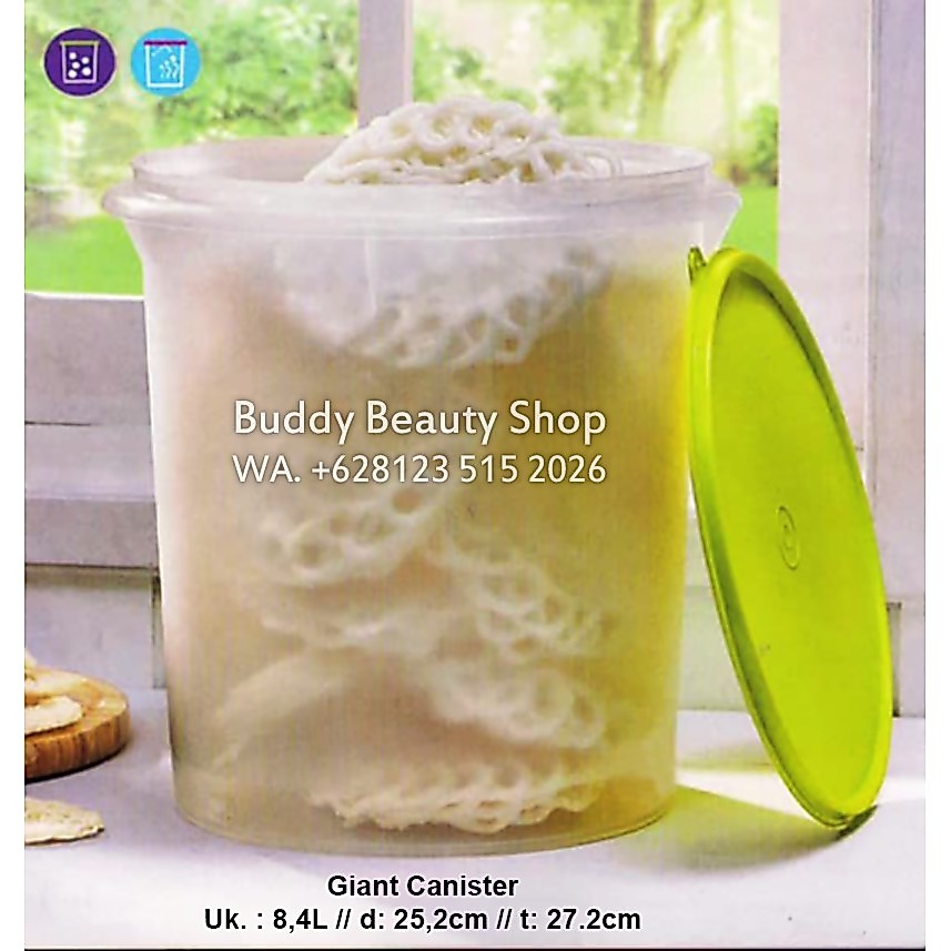 Promo Sale  Tupperware Giant Canister 1Pcs Putih Tutup Hijau Toples Besar Wadah Makan Toples Makanan