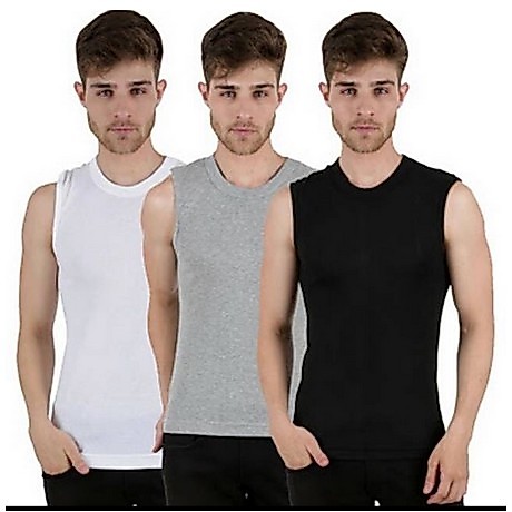 Singlet Pria Tanktop Kaos Tanpa Lengan Katun Rib - M L XL XXL