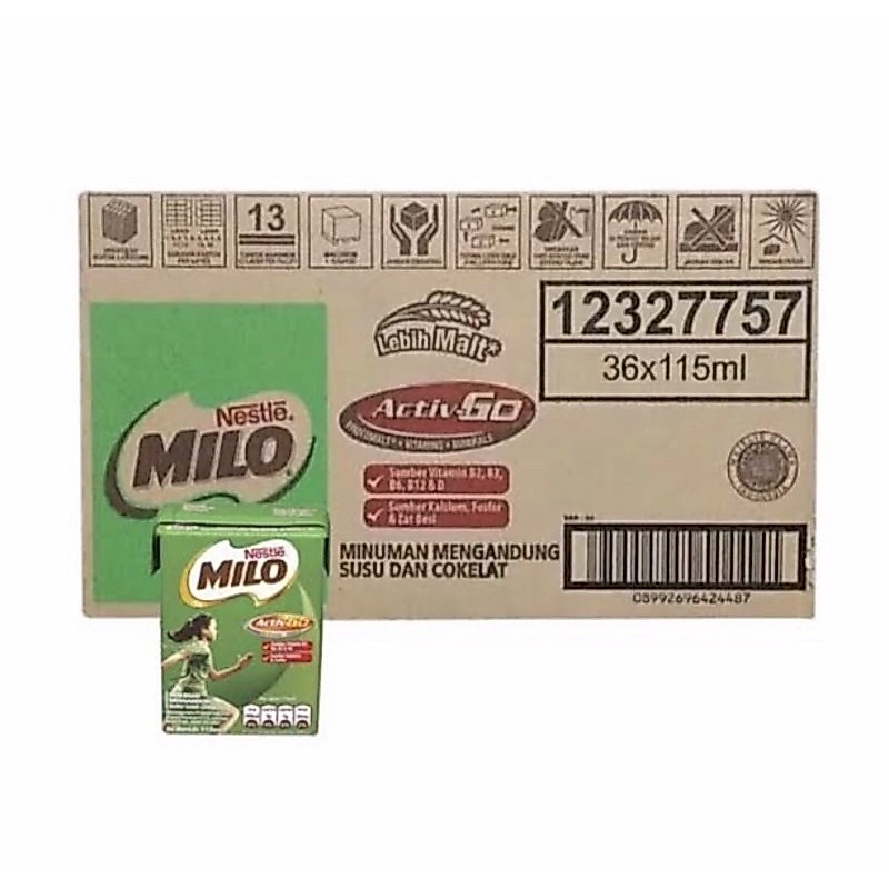 Milo UHT 115ml / Susu Milo UHT Kotak 1 dus isi 36 pcs / Milo UHT 110ml