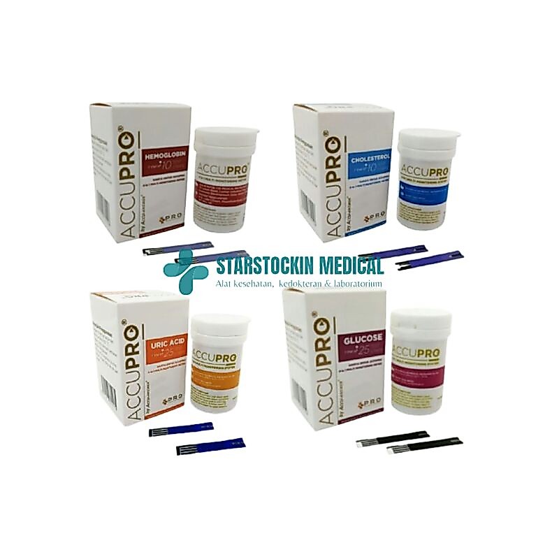 Strip Test Accupro 4 in 1 Accu Pro Gula Darah Asam Urat Kolesterol Hemoglobin