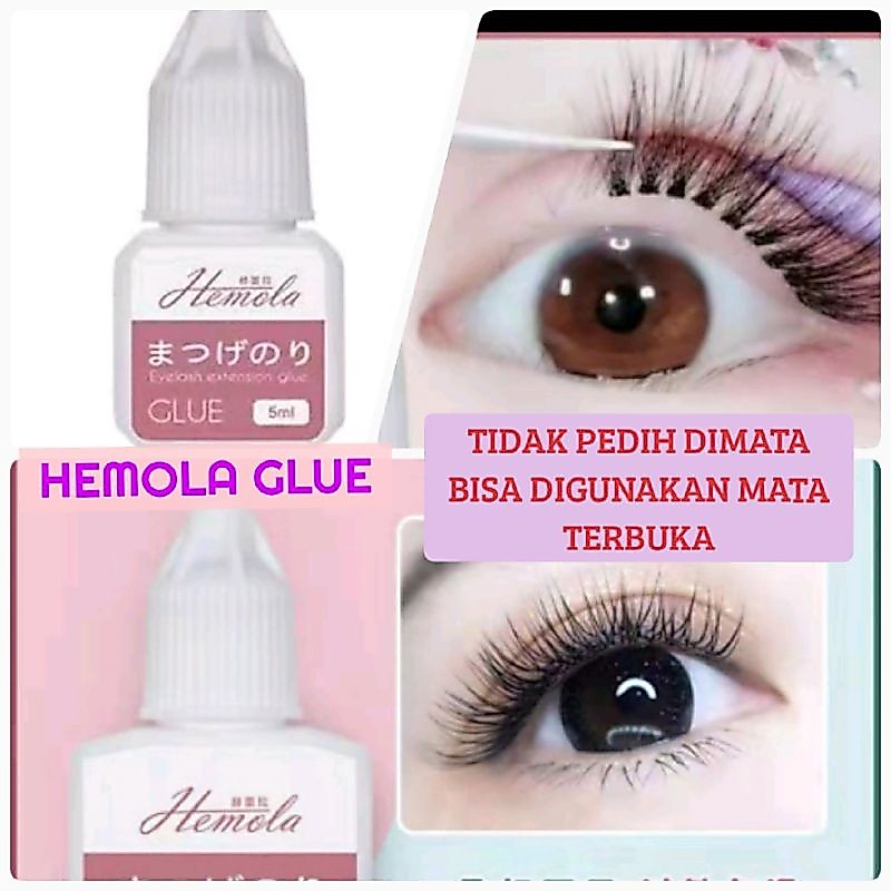 HEMOLA GLUE LEM EYELASH TIDAK PEDIH DIMATA AMAN DIGUNAKAN SENDIRI LEM BULUMATA TIDAK PEDIH GLUE EYEL