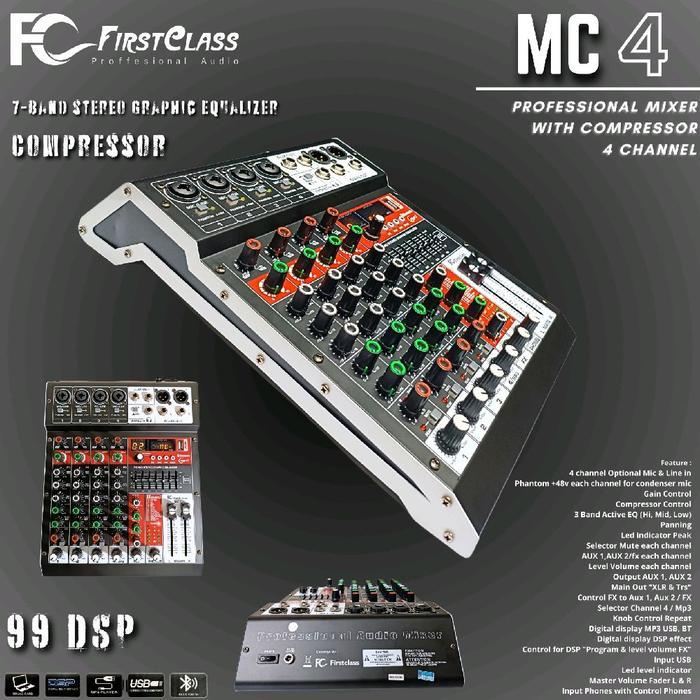 Professional Audio Mixer Firstclass 4 Channel With Compressor MC 4 | Mixer 4 Channel Dengan Compress