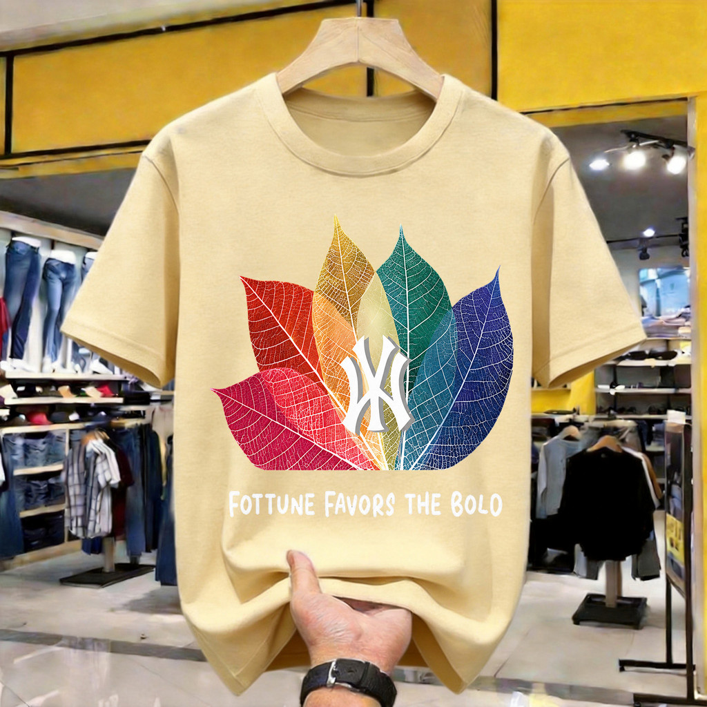 Rainbow Leaf NY Logo Print Kaos Polos Katun Premium Tebal 210GSM Original Indonesia Size Lengkap Loo