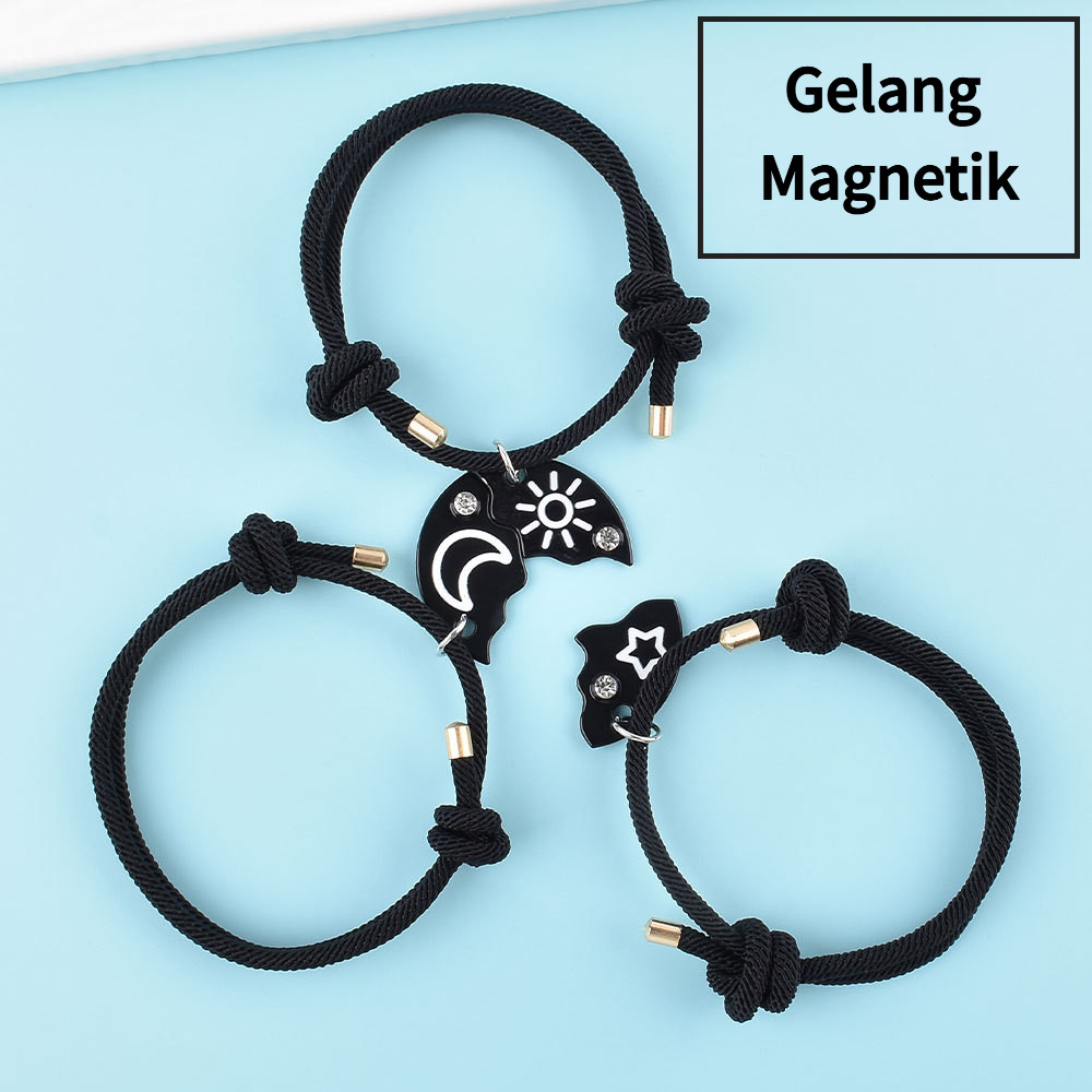 [24 JAM KIRIM] Gelang Persahabatan 3 Sahabat | Motif Bintang Bulan Matahari | Gelang Estetik untuk T