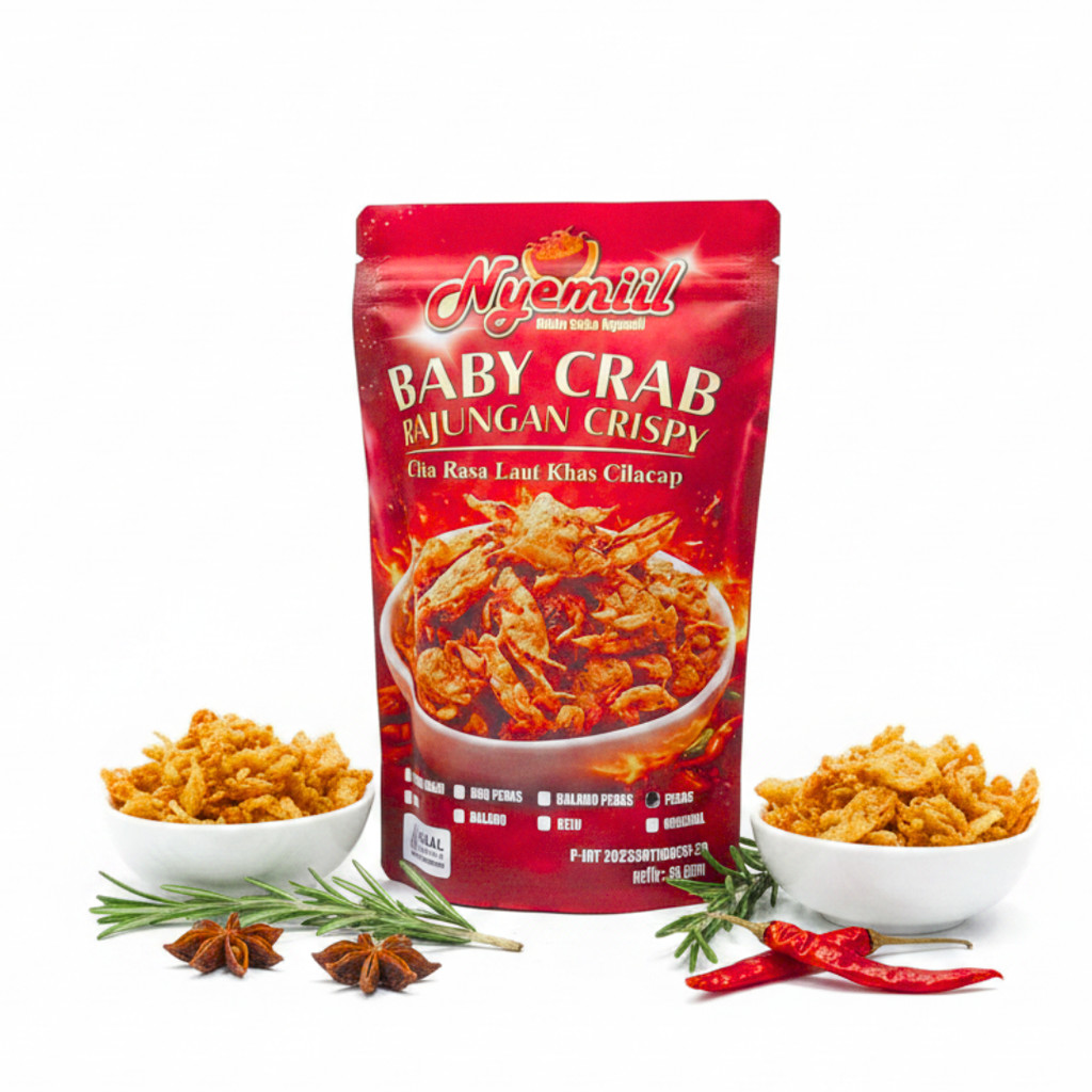 Baby Crab Krispy Rajungan Renyah Snack Halal Sehat Bayi Kepiting Original Pedas-Manis