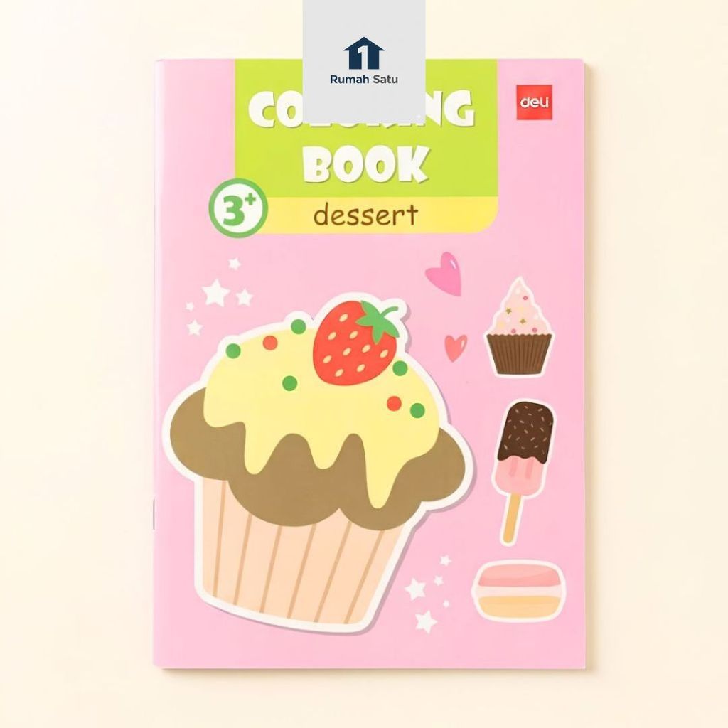 RUMAHSATU  - N068 Deli Drawing Book Buku Mewarnai Edukasi Anak Motif Dessert Kertas Tebal Makanan Ma