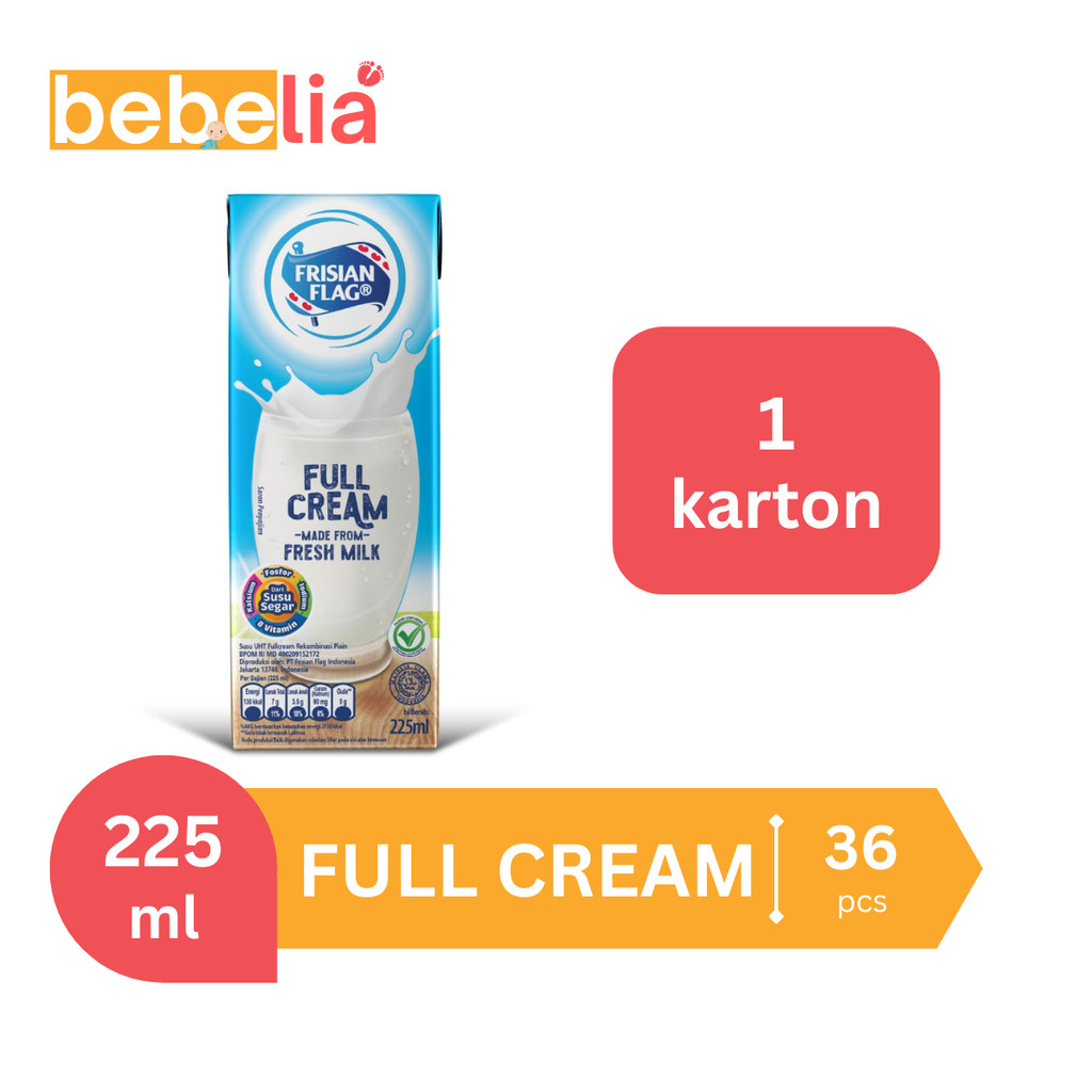 Frisian Flag Susu UHT Full Cream 225 ml 1 dus isi 36 pcs