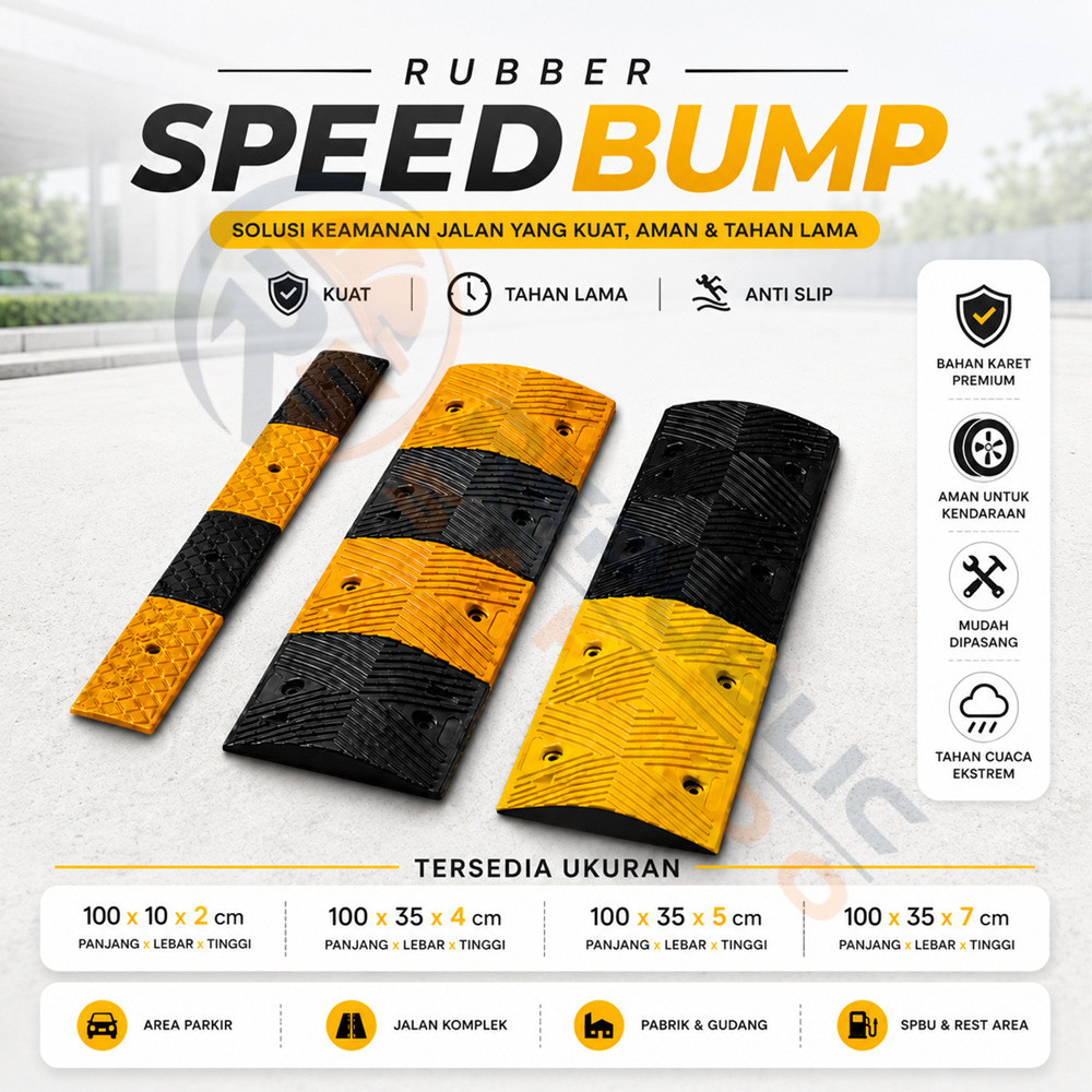 Rubber Speed Bump 1M 5CM-7CM  - Karet Polisi Tidur