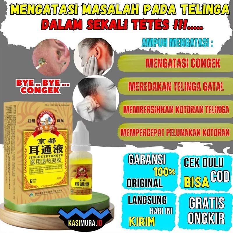 JINGDUERTONGYE Obat Tetes Telinga Herbal Cina Pembersih Kotoran Telinga Atasi Infeksi Radang Telinga