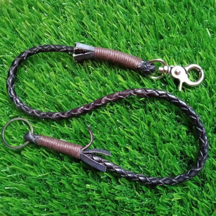 Tali kulit dompet pria anyam - Hitam