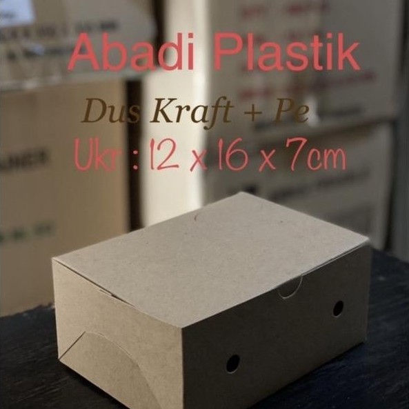 Dus Kue / Dus Snack / Dus Coklat / Dus Nasi Kraft Laminasi Ukr 12X16 Isi 100Pcs