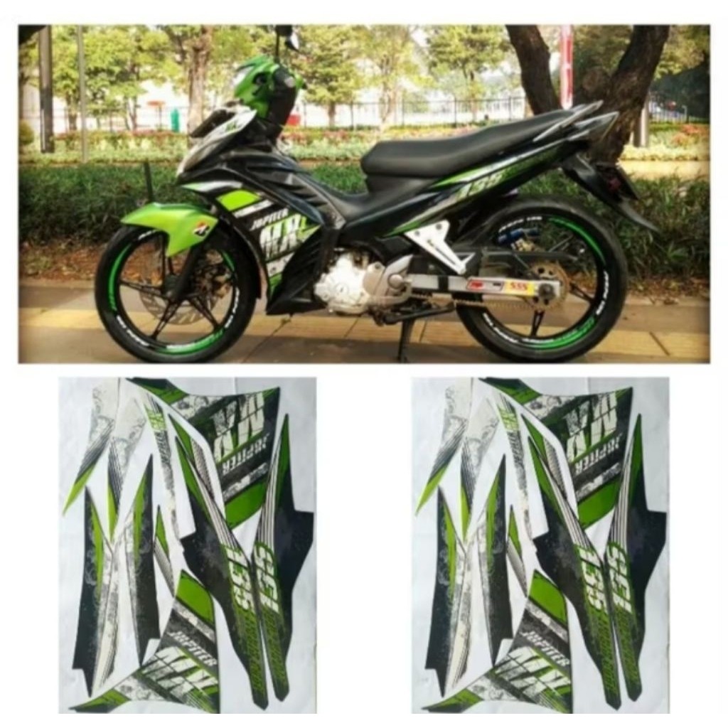 STIKER STRIPING LIS BODY YAMAHA JUPITER MX 135 NEW KUWALITAS AJS FUL SET BODY MOTOR 2013 HIJAU