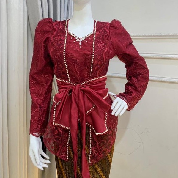Sale Kebaya Puff + Obi Belt Motif Bunga S-Xxl