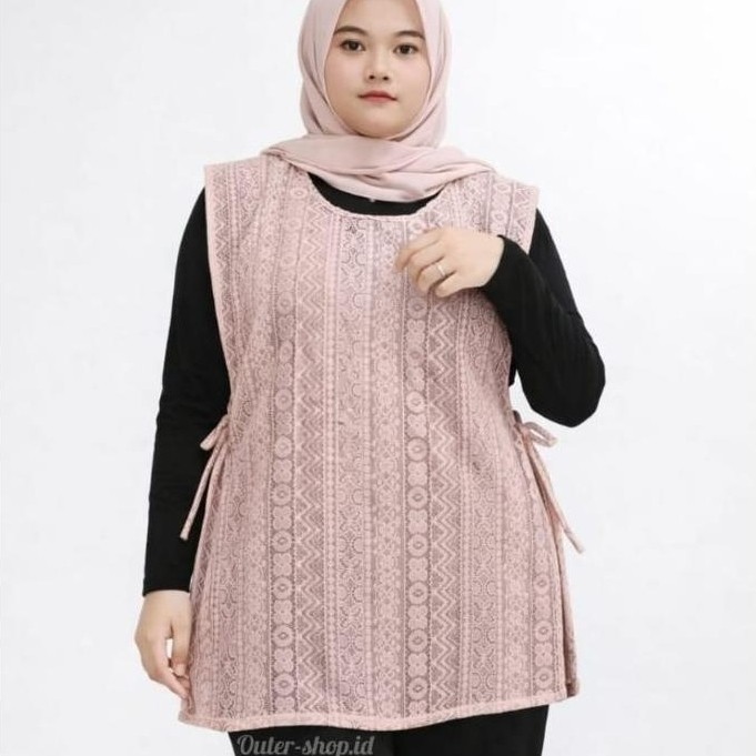 vest brokat jumbo LD 130 rompi kerja wanita outer brokat tali samping