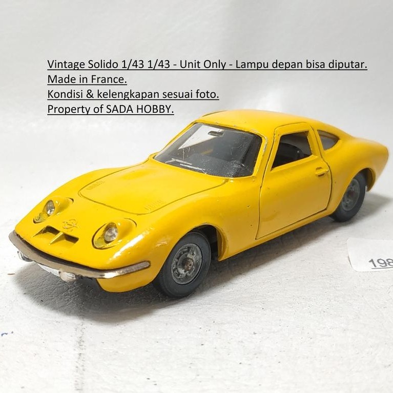 Solido France 1/43 Opel GT Kuning Unit Only Vintage Diecast