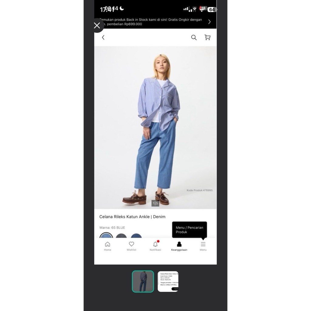 celana katun rileks uniqlo XS