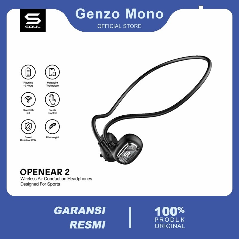 SOUL OPENEAR 2 Ringan BoneConduction Waterproof Bluetooth Pengguna Aktif Olahraga Harian Kenyamanan 