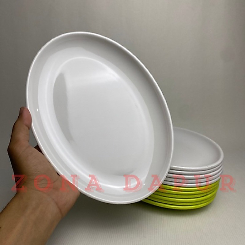 6 pcs Piring Oval Melamin 10 inch MeiShing Piring Saji Melamine Piring Lonjong Bahan Tebal
