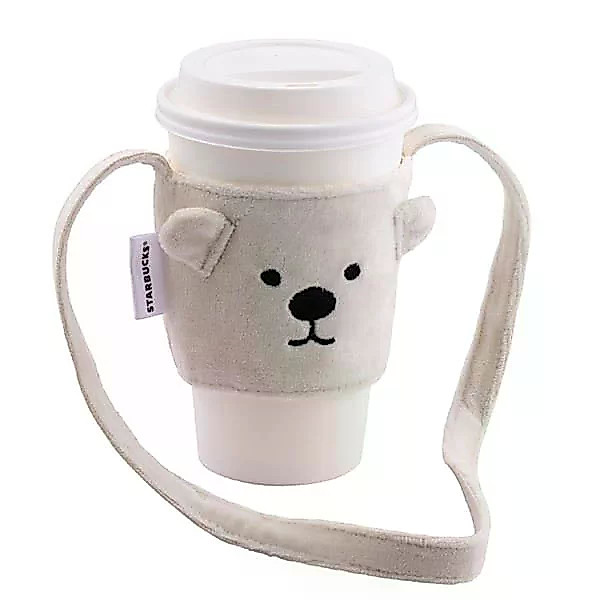 Cup Bag Starbucks Polar Bear Convenient Single | Tas Minuman Cup Kopi | Tas Selempang Starbucks Puti