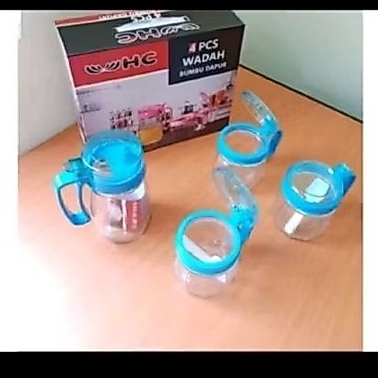 Wadah Bumbu Dapur Dan Minyak HC / Tempat Bumbu Dapur 1 Set Isi 4 Pcs /  Tempat Bumbu Set Merk HC