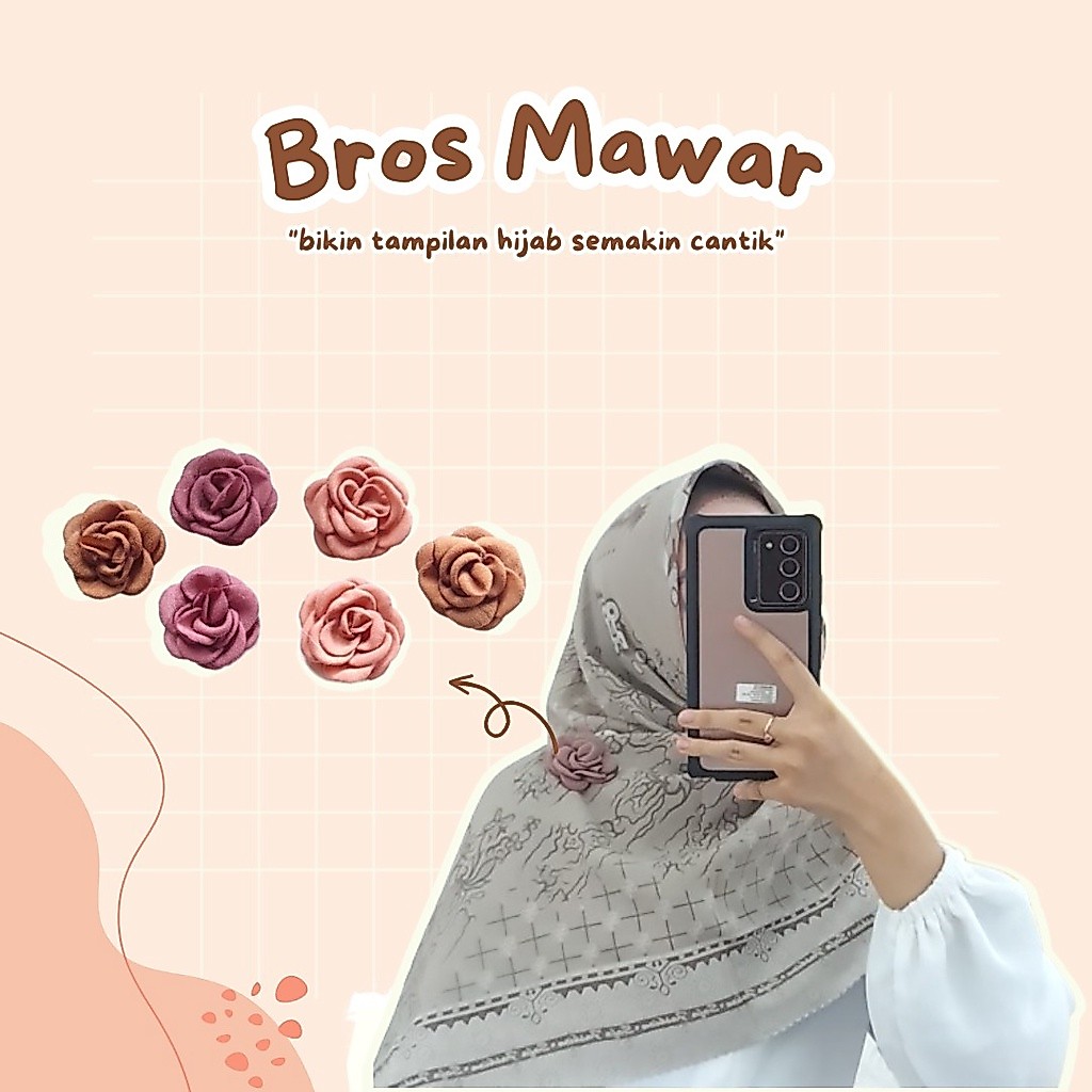 BROSS BUNGA MAWAR CANTIK BAHAN KAIN DIAMOND PREMIUM