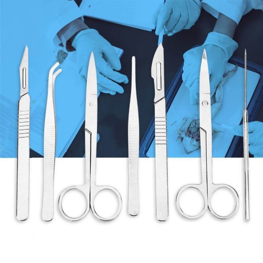 7Pcs  Alat bedah hewan / Gunting Operasi Bedah / Dissection Anatomy Biological Sample Biology Teachi