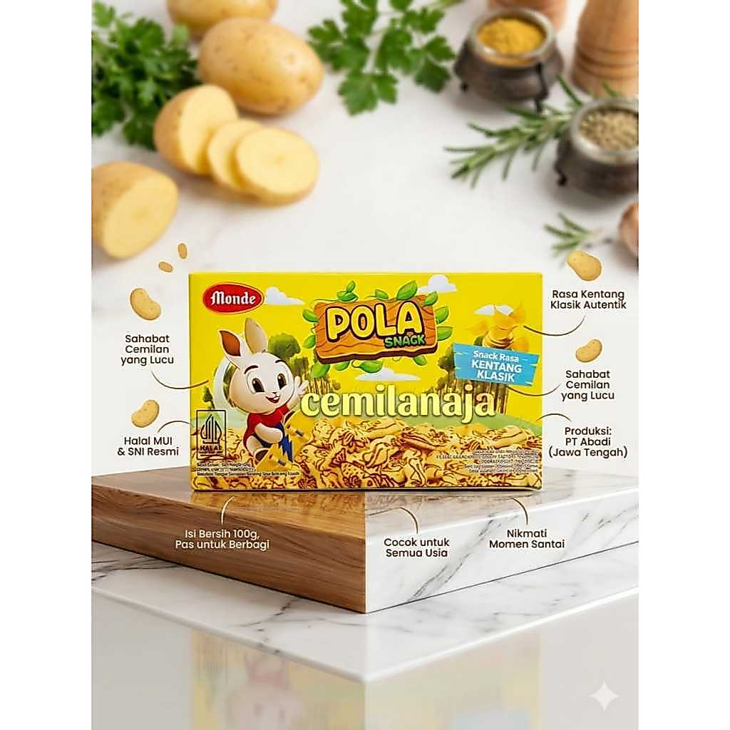 BISKUIT MONDE POLA KECIL 25 GRAM / MAKANAN RINGAN RASA KENTANG / SNACK GURIH RENYAH MURAH