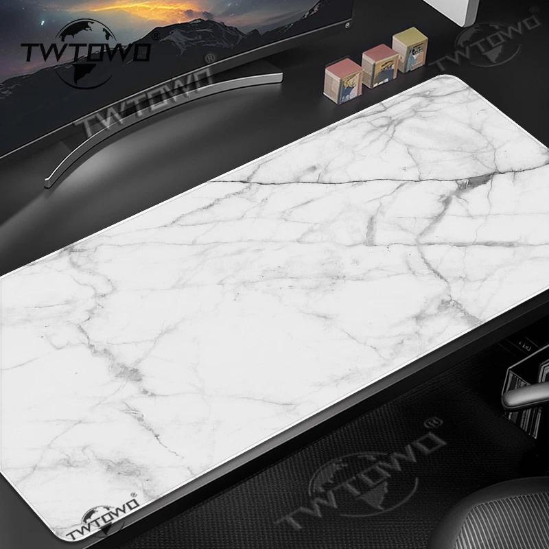 Mouse Pad White Grey Marble Gaming printon demand Computer Mousepad XXL keyboard pad Carpet Soft Off