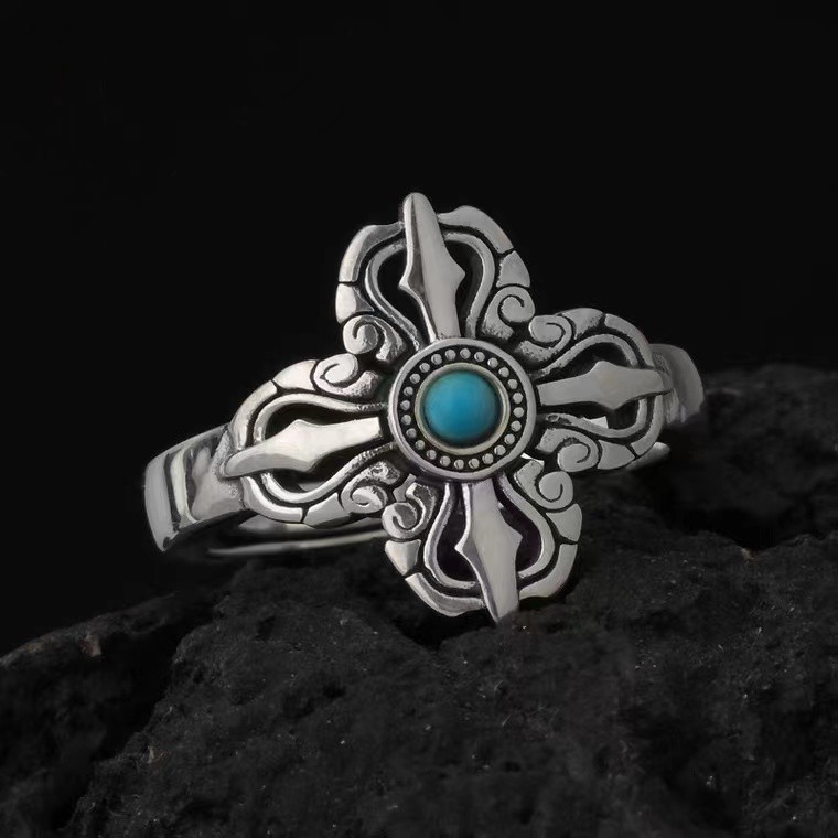Cincin retro Chiba baru, cincin ajaib pria, alu ajaib, cincin perak Thailand, bertatahkan vajra alu 