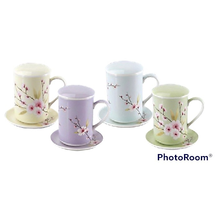 Saint James Blossom Mug 11oz with cover and saucer St James Ceramic - Biru