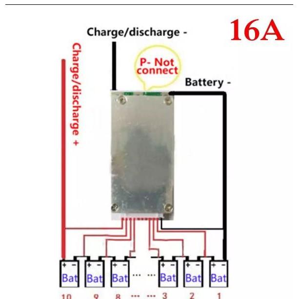 Baterai 18650 BMS 36V 37V 16A Li-ion Lithium
