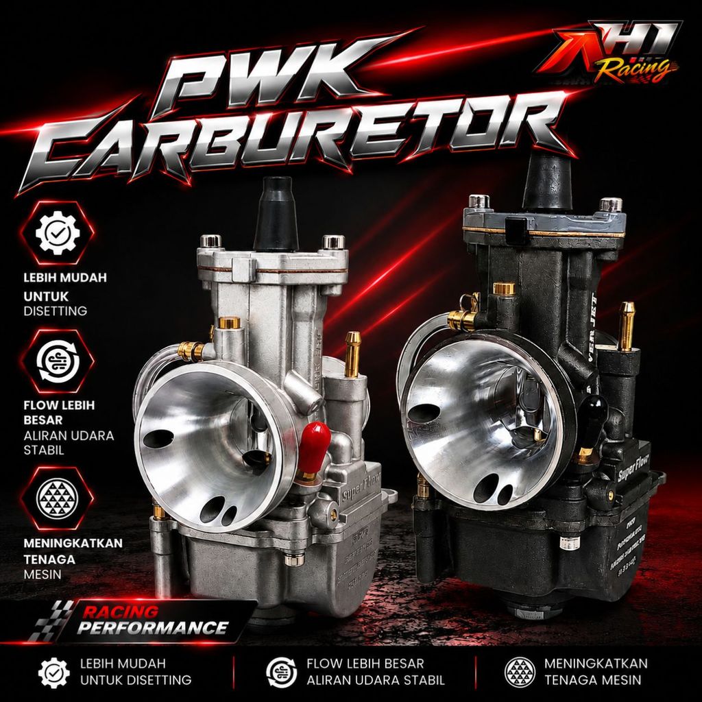 Karburator Karbu PWK 21 24 26 28 30 32 34 Kotak AH1 Racing Superflow Premium Free Spuyer