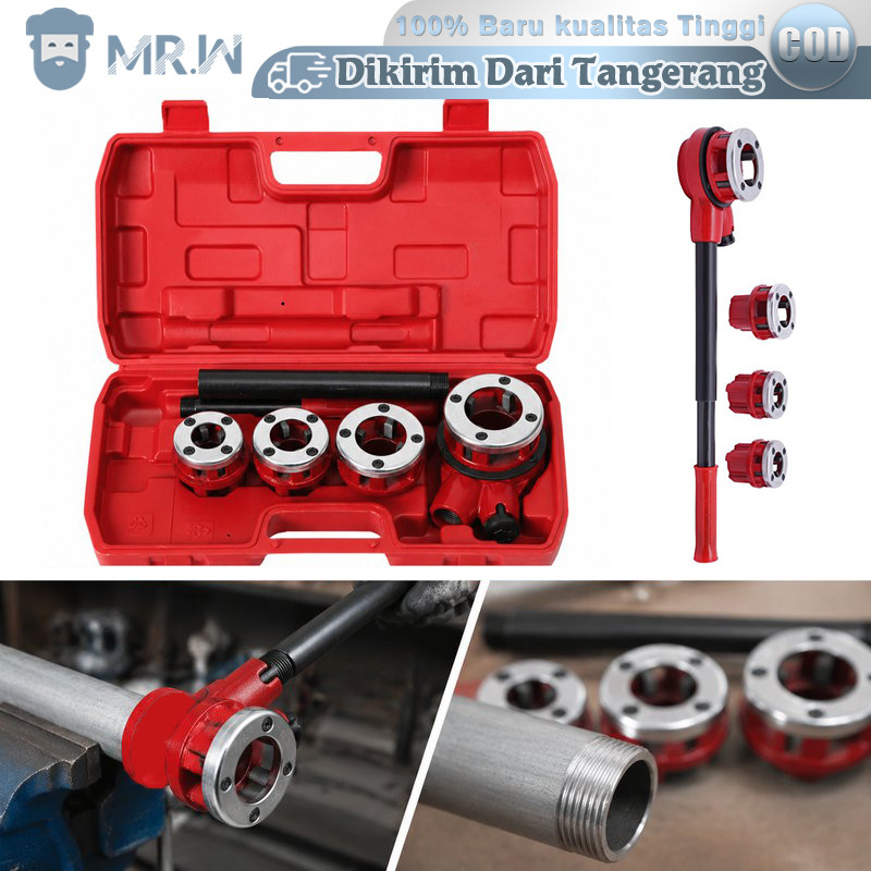 Snei Pipa Ledeng Set Alat Drat Pipa Besi Tipe 62 1/2" 3/4" 1" 1 1/4" Senai Pipa Manual