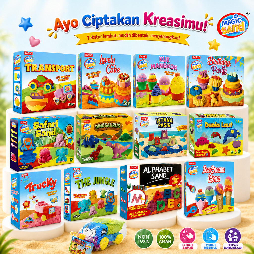 MAGIC SAND Pasir Ajaib Mainan Pasir Anak Satu Set Edisi Konstruksi Sea World Dream Castle Toys Maina