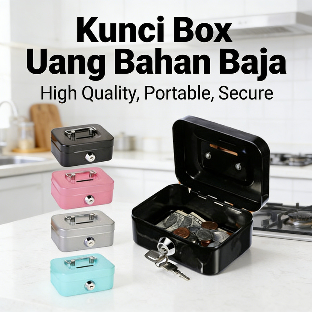Brankas Uang Brangkas Penyimpanan Uang Money Box Uang Cash Box Portable Kotak Kunci
