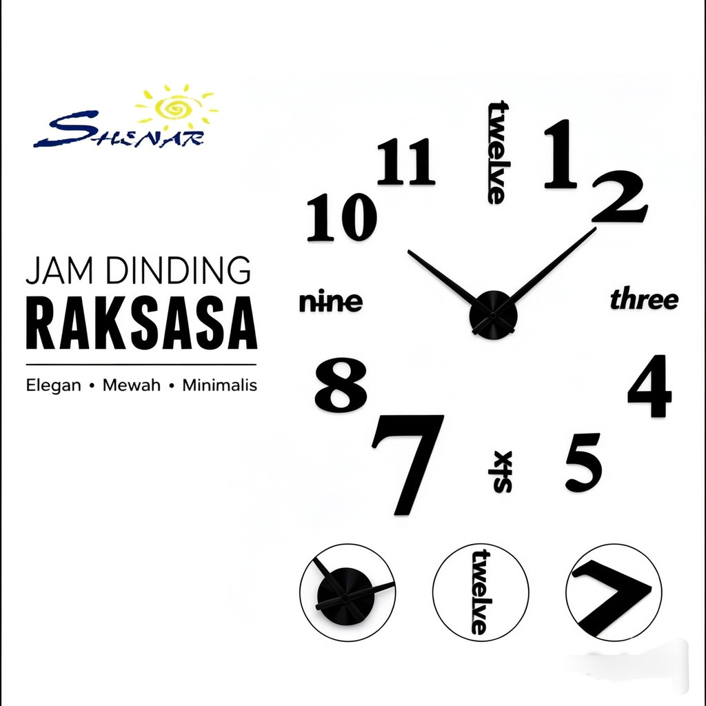 jam dinding DIY JUMBO JAM DINDING besar jumbo jam dinding DIY 3D diameter 80-130cm jam dinding tempe