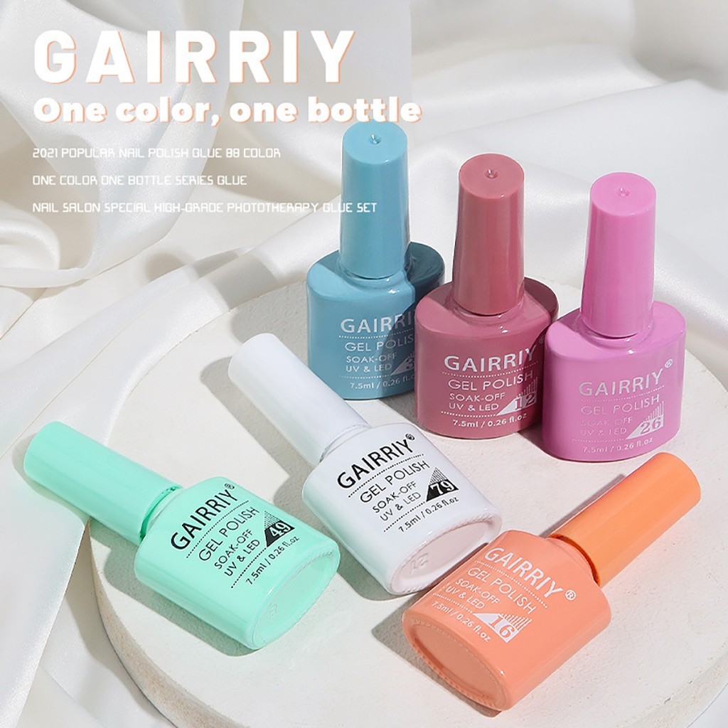 Milkymuse - [12PCS] Kutek Gel UV GAIRRIY 7.5ML Nail Polish Color Set Bisa Pilih Warna
