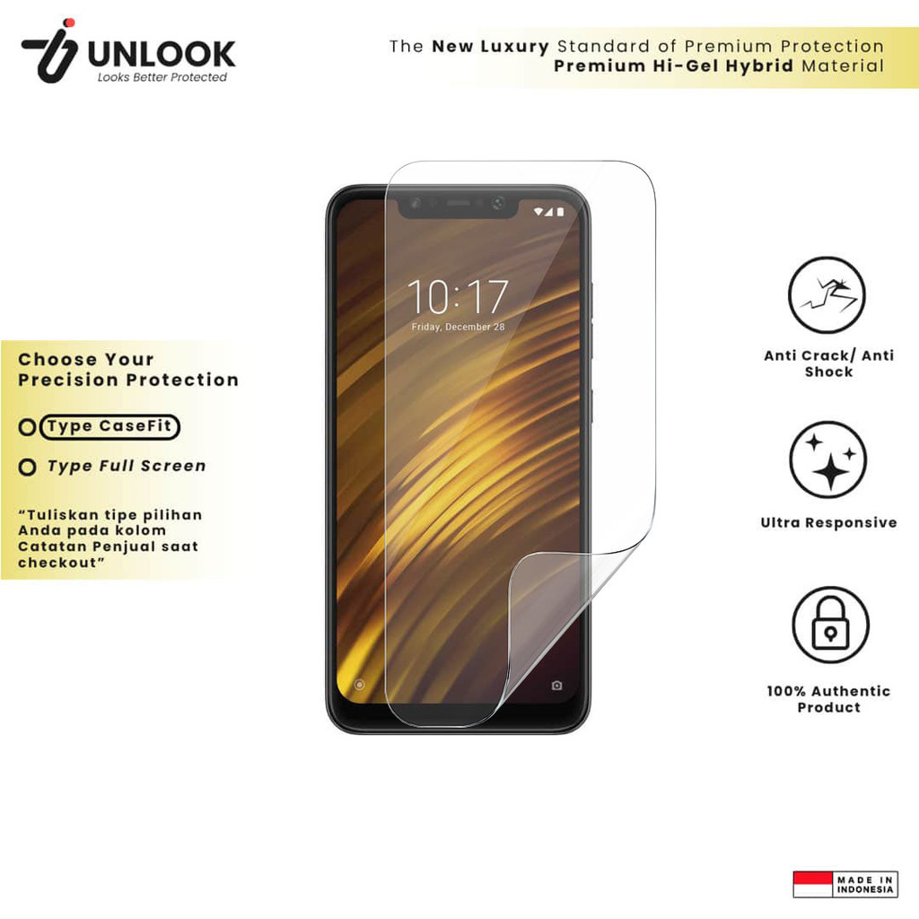 UNLOOK Hi-GEL HYBRID Hydrogel+ Pelindung Layar for Xiaomi Pocophone F1, Poco X8 Pro Max, Poco X8 Pro