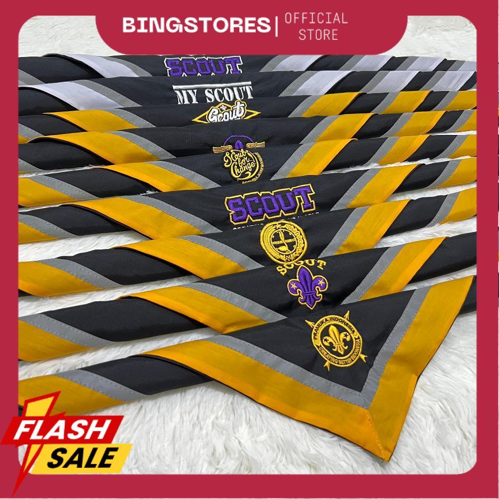 SCRAF PRAMUKA HITAM LOGO BORDIR MENYALA BEST SELLER TERLARIS TERPOPULER BAHAN JUMPING LIS KUNINGPUTI