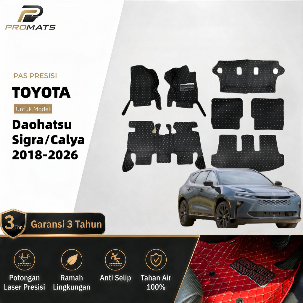 TOYOTA Daihatsu Sigra/Calya 2018-2026 Karpet Mobil Karpet Lantai tikar lantai aksesoris mobil 7D Ful