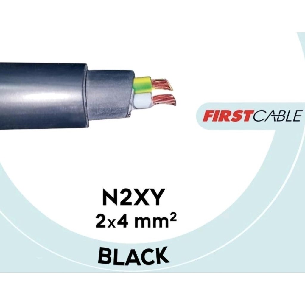Kabel N2XY 2x4 mm2 First Cable Hitam XLPE/CU/PVC N2XY 2 x 4 mm2, stranded  0.6/1 kv Black FIRST CABL