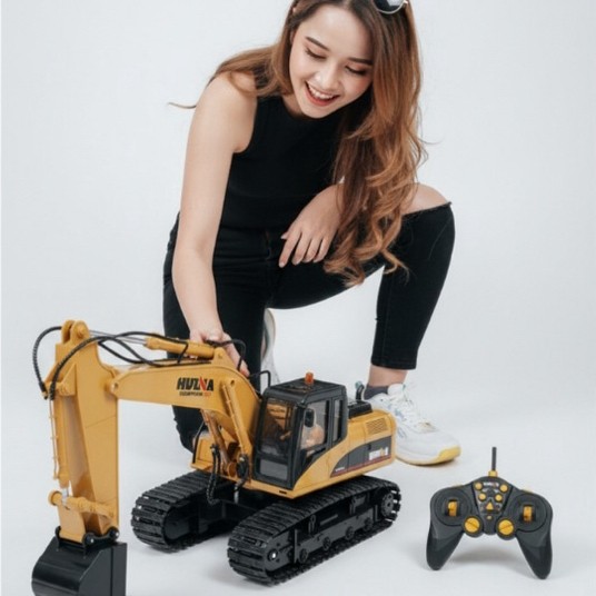Mainan Remot Control Rc Excavator Gratis CAPITAN BESI Huina Toys 1550 15 channel 2.4ghz 1/12 Metal